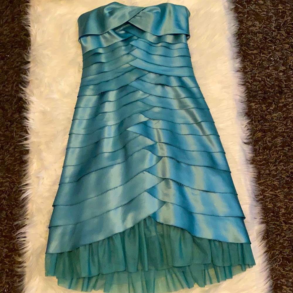 BCBG Mermaid Style Teal Ruffle Dress